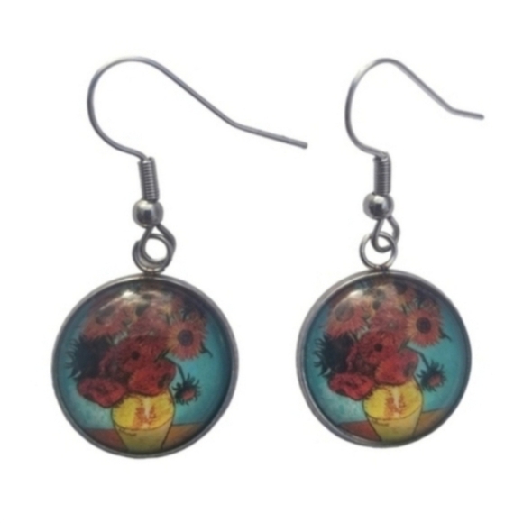Handcrafted Sunflowers Earrings - Picture 1 of 4